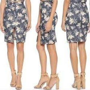 L’AGENCE Palm Tree Print Denim Pencil Skirt Size 2